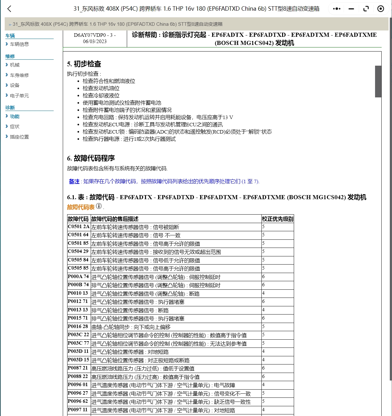 2016-2022年標致308 408 508 3008 2008 4008維修手冊電路圖線路資料